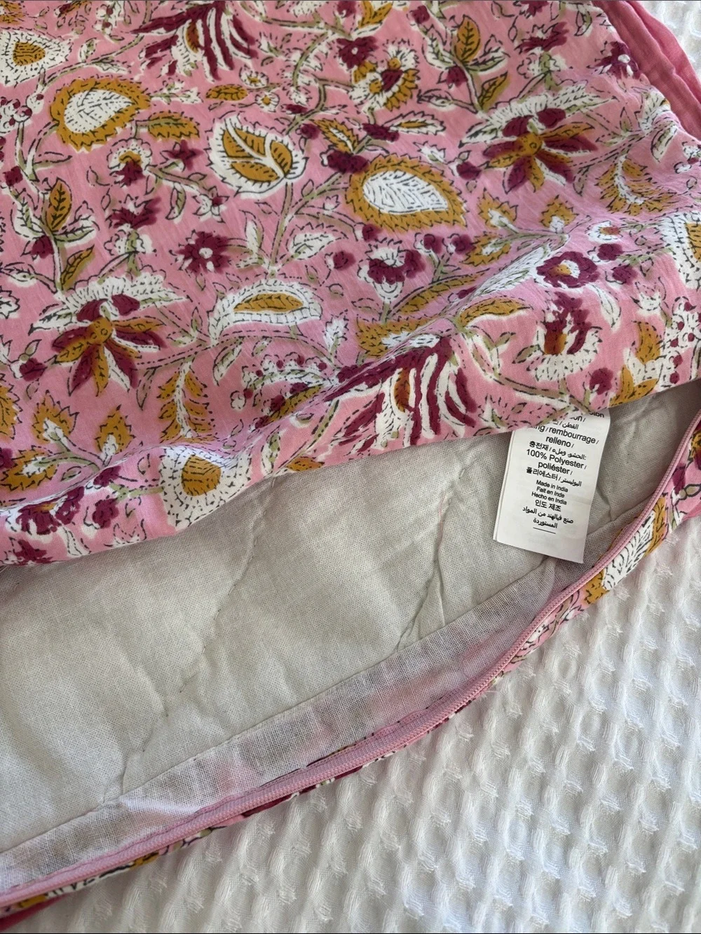 Pottery Barn Shannon Reversible Quilted Floral Pillow Shams Blue Pink Euro 26x26